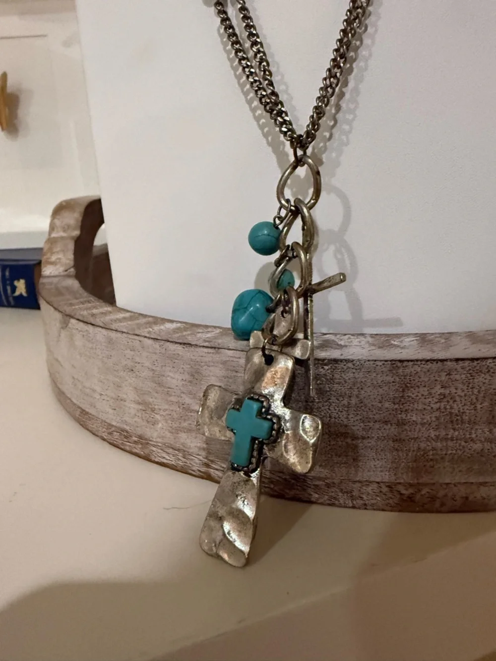 Shyanne Extra Long Multi-Layer Necklace with Long Cross Pendants